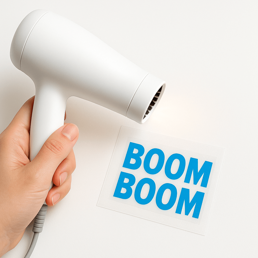 ドライヤーで粘着を活性化するサンプル画像